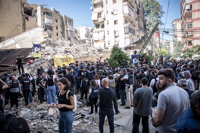 Edificio bombardeado en Dahiyé, Beirut