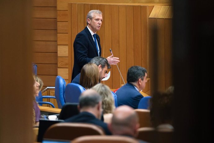 Archivo - El presidente de la Xunta, Alfonso Rueda, en la sesión de control en el Parlamento gallego.