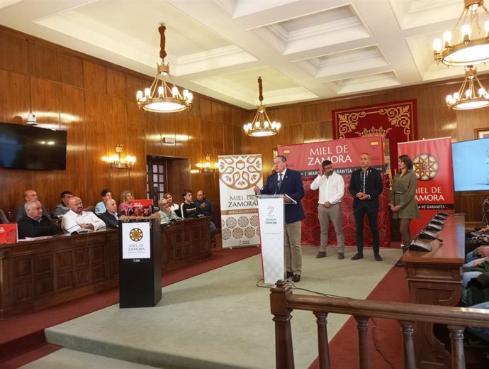 El presidente de la Diputación de Zamora, Javier Faúndez, durante su intervención en la presentación de la marca.