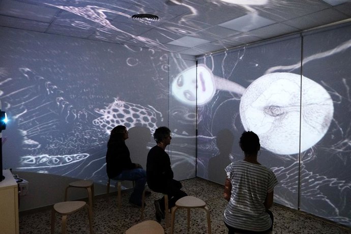 Visitantes en la muestra del Parc Sanitari Sant Joan de Déu