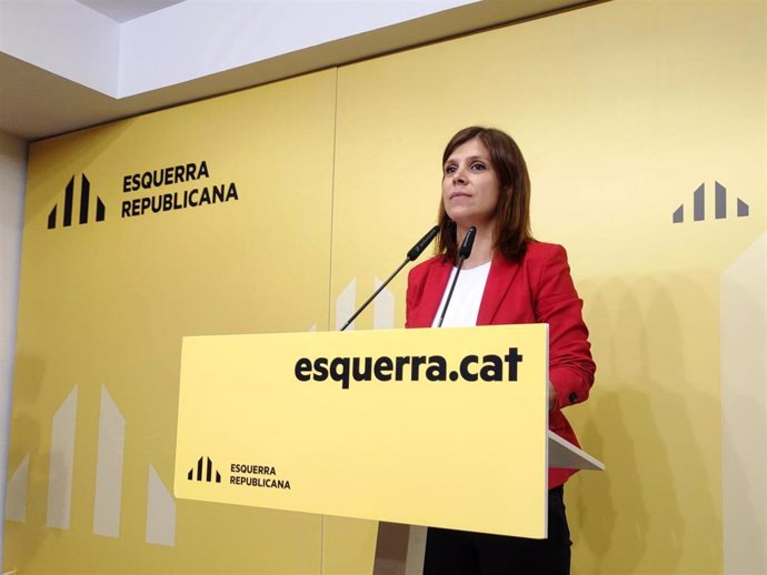 La portavoz de ERC, Marta Vilalta, en rueda de prensa desde la sede de su partido en Barcelona (Catalunya), a 7 de octubre de 2024