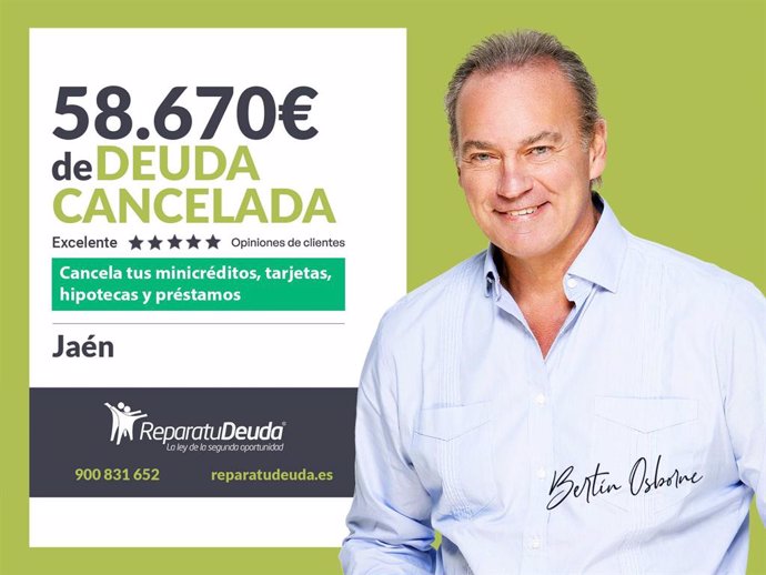 Repara tu Deuda Abogados cancela 58.670 € en Jaén (Andalucía) con la Ley de Segunda Oportunidad