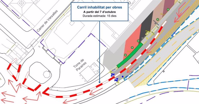 Mapa de la zona afectada por las obras de remodelación del Paseo Marítimo de Palma.