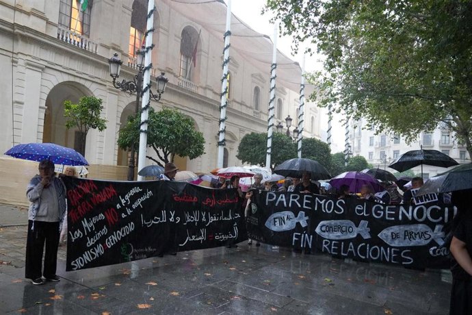 Concentración en la Plaza Nueva en demanda de parar el "genocidio" de Israel en Gaza