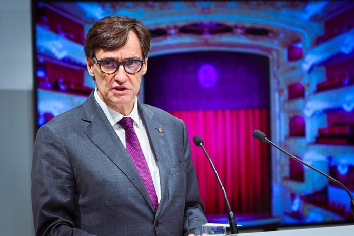 El presidente de la Generalitat, Salvador Illa, durante su intervención en el acto