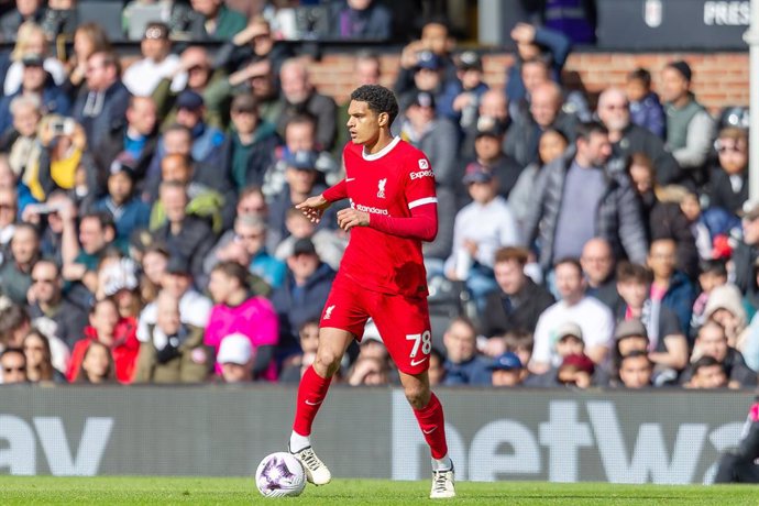 Archivo - Liverpool defender Jarell Quansah during the English championship Premier League football match between Fulham and Liverpool on 21 April 2024 at Craven Cottage in London, England - Photo Ian Stephen / ProSportsImages / DPPI