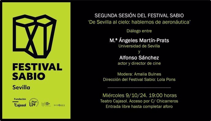 Cartel de la segunda sesión del Festival Sabio que organiza la Universidad de Sevilla en la Fundación Cajasol.