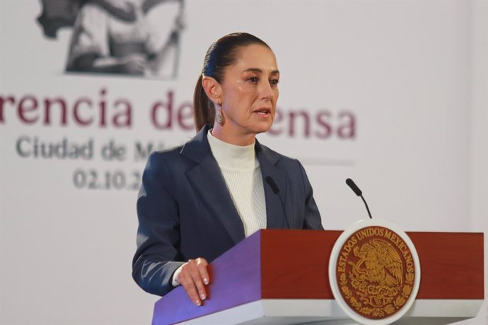 02 October 2024, Mexico, Mexico City: New Mexican President Claudia Sheinbaum speaks during her first briefing conference at National Palace. Photo: Carlos Santiago/eyepix via ZUMA Press Wire/dpa