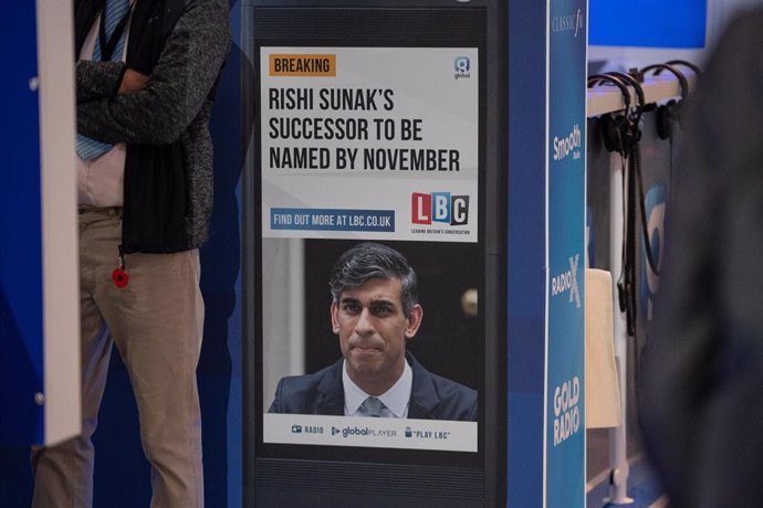 Anuncio sobre la sucesión del ex primer ministro británico Rishi Sunak al frente del Partido Conservador