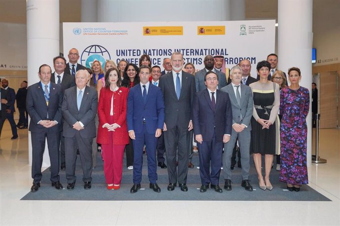 Pradales ha intervenido en la Conferencia Internacional de Naciones Unidas sobre Víctimas del Terrorismo que se celebra en Vitoria-Gasteiz con la presencia del rey y los ministros Marlaska y Albares, entre otros