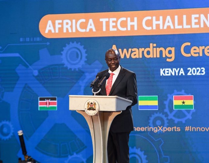 Archivo - NAIROBI, Sept. 1, 2023  -- Rigathi Gachagua, Kenya's deputy president, addresses the closing ceremony of Africa Technology Challenge (ATC) Season 8 in Nairobi, Kenya, on Aug. 31, 2023. Forty-nine African students have been awarded after they eme