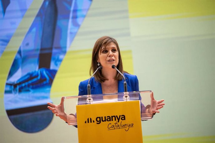 Archivo - La secretaria general adjunta de ERC y portavoz del partido, Marta Vilalta, interviene durante el acto 'Guanya Catalunya', en la Universidad Politécnica de Cataluña (UPC)