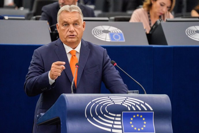 El primer ministro de Hungría, Viktor Orbán, durante la presentación de las prioridades de la presidencia húngara del Consejo Europeo