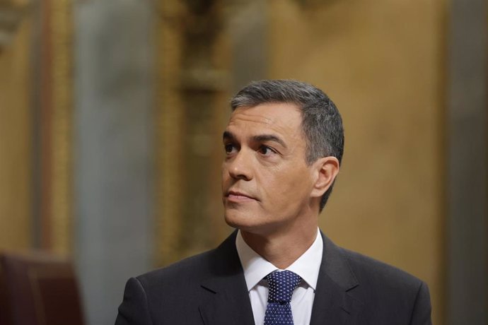 El presidente del Gobierno, Pedro Sánchez, durante una sesión de control al Gobierno, en el Congreso de los Diputados, a 9 de octubre de 2024, en Madrid (España). 