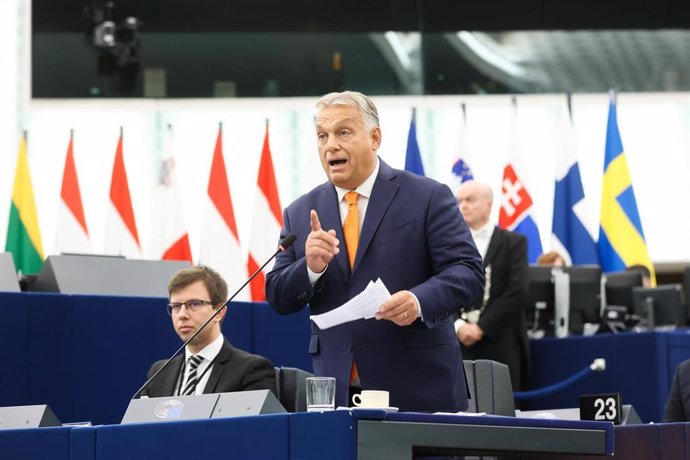 El primer ministro de Hungría, Viktor Orbán, durante una intervención ante el Parlamento Europeo.