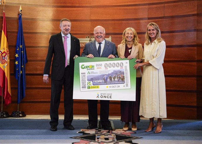 Presentación en el Parlamento de Andalucía del cupón de la ONCE dedicado a Faisem, organización que trabaja con la salud mental.