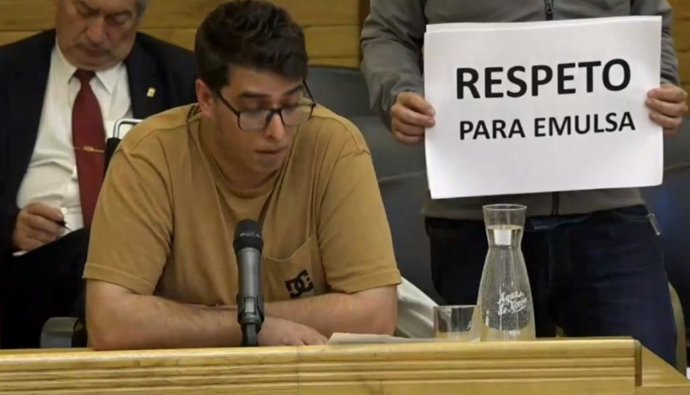 Intervención del representante del Colectivo de Trabajadores (de Emulsa), David del Amo, en el Pleno Municipal de Gijón.