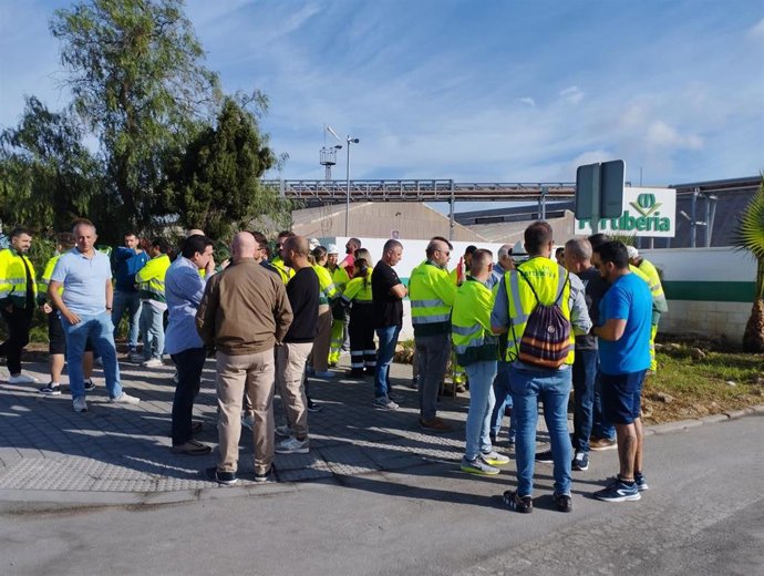 Concentración de trabajadores de Fertiberia en Huelva.