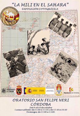 Cartel de la exposición 'La Mili en el Sahara'.