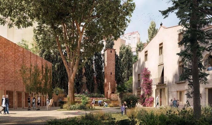 Render de la 'masia' Can Garcini tras la rehabilitación prevista.