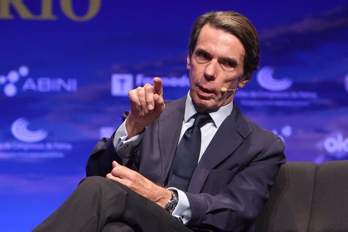 El expresidente José María Aznar durante un acto de OkBaleares, en el Palacio de Congresos de Palma.