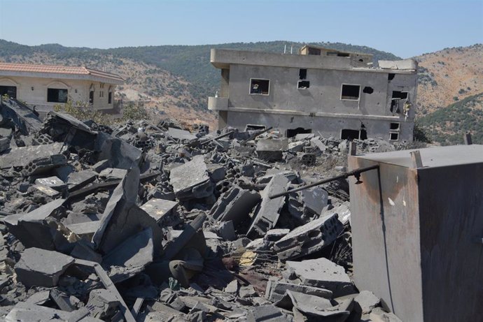 Edificios destruidos a causa de los bombardeos ejecutados por el Ejército de Israel contra la localidad de Meidun, en Líbano (archivo)