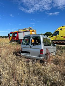 Unda de las furgonetas tras la colisión.