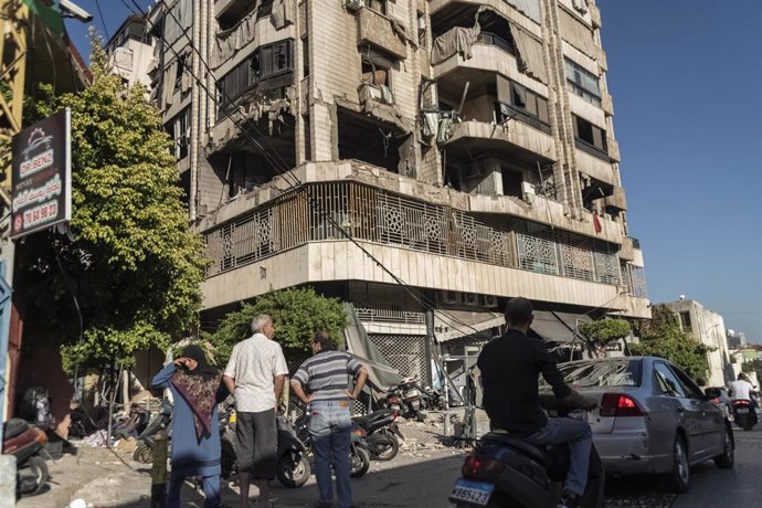 Edificio destruido en Beirut por un ataque israelí