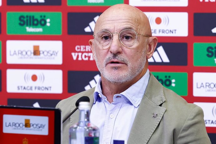 Luis de la Fuente, head coach of Spain Team, attends his press conference to announce the list of summoned players ahead the UEFA Nations League football matches of Spain Team against Dinamarca and Serbia at Ciudad del Futbol on October 4, 2024, in Las Ro