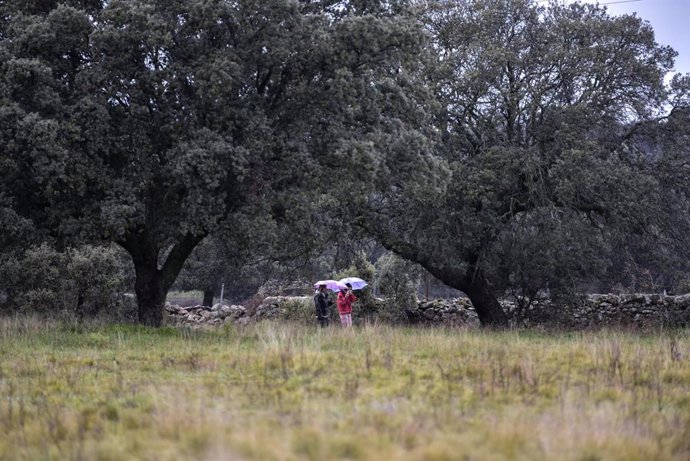 Archivo - Varias personas caminan por la Sierra Norte de Madrid