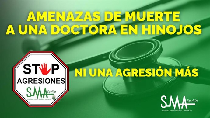 Cartel del SMA para lamentar la agresión a una doctora de Hinojos (Huelva).