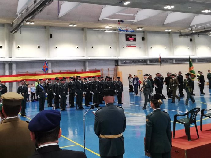 La Guardia Civil de Navarra celebra la festividad de su patrona, la virgen del Pilar, en Estadio Larrabide de Pamplona.