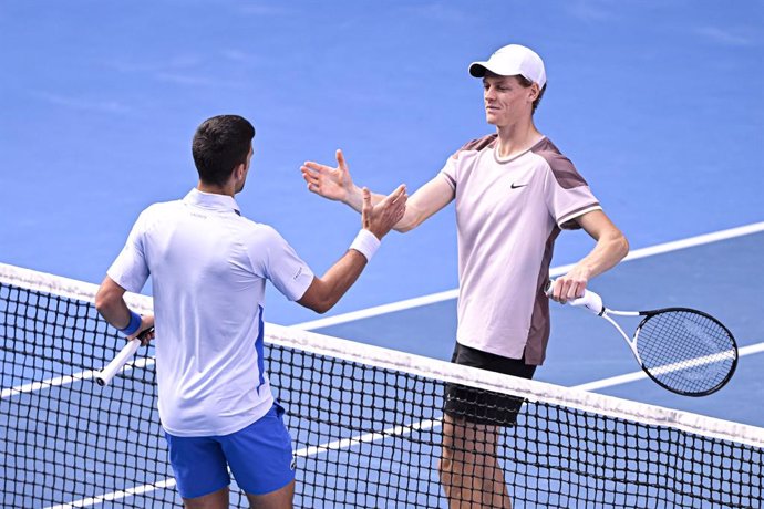 Archivo - Jannik Sinner of Italy wins over Novak Djokovic of Serbia during the Australian Open AO 2024 Grand Slam tennis tournament on January 26, 2024 at Melbourne Park in Melbourne, Australia. Photo Victor Joly / DPPI