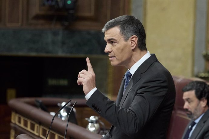 El presidente del Gobierno, Pedro Sánchez, interviene durante una sesión plenaria, en el Congreso de los Diputados, a 9 de octubre de 2024, en Madrid (España). 