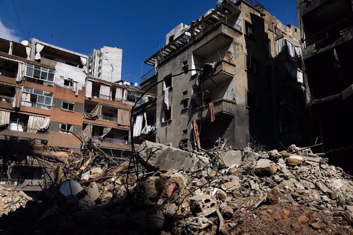 October 11, 2024, Beirut, Lebanon: A mound of rouble from a destroyed building after an Israeli strike on October 11, 2024 in Beirut, Lebanon. Local media reports at least 22 people killed and 100 wounded in the overnight strikes.