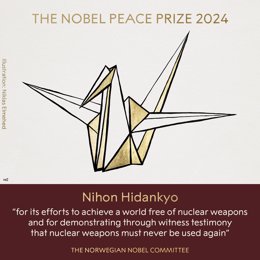 Logo de la ONG japonesa Nihon Hidankyo, ganadora del premio Nobel de la Paz 2024