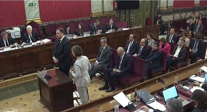 Archivo - Interrogatorio a Oriol Junqueras en el juicio por el procés en el Tribunal Supremo