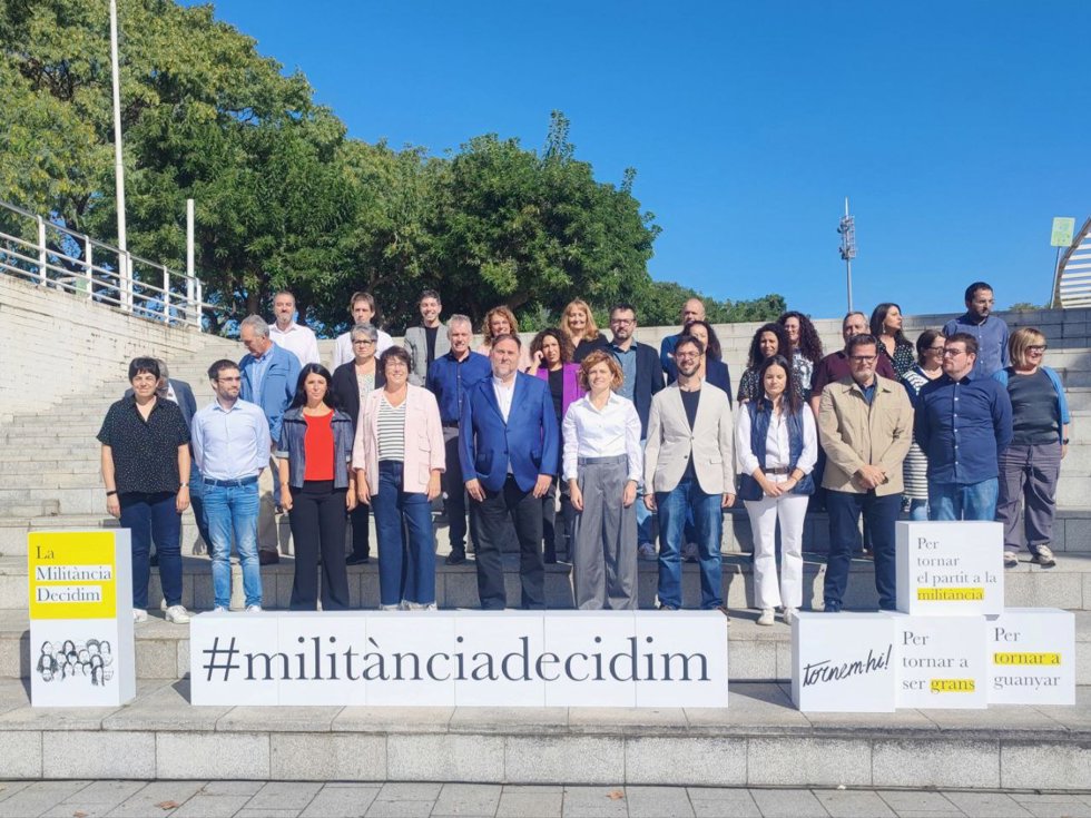 Junqueras presenta la propuesta de los 30 miembros para la Executiva Nacional de ERC de su candidatura para liderar el partido, a 13 de octubre de 2024, en Barcelona (Catalunya)