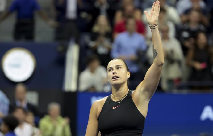 Archivo - Aryna Sabalenka of Belarus celebrates her semifinal victory during day 11 of the 2024 US Open, Grand Slam tennis tournament on 5 September 2024 at USTA Billie Jean King National Tennis Center in New York, United States - Photo Jean Catuffe / DPP