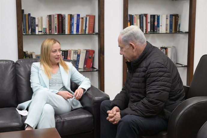 Archivo - Giorgia Meloni y Benjamin Netanyahu 