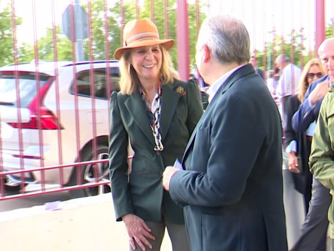 La infanta Elena, de lo más sonriente a su llegada a la plaza de toros de Torrejón de Ardoz