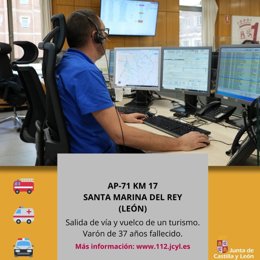 Información del 112 sobre el accidente mortal en Santa Marina del Rey (León).