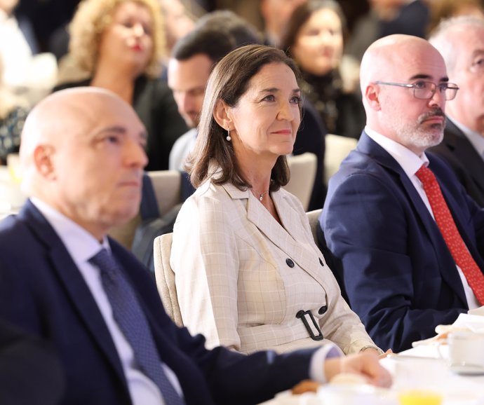 La portavoz del PSOE en el Ayuntamiento, Reyes Maroto, durante un desayuno informativo del Fórum Europa organizado por Nueva Economía Fórum, en el hotel Four Seasons, a 14 de octubre de 2024, en Madrid (España).