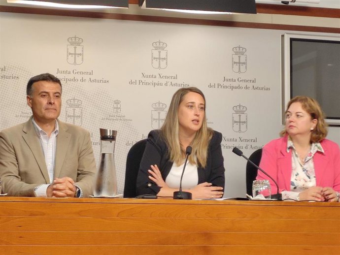 El alcalde de Canga del Narcea, José Luis Fontaniella Fernández ; la diputada del PP en la Junta General Cristina Vega; y la alcaldesa de Tineo, Montserrat Fernández Álvarez.