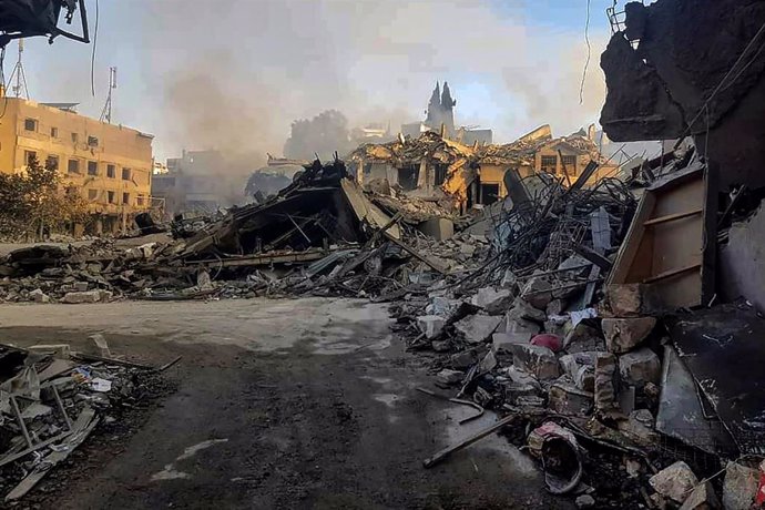 Edificios destruidos en Nabatieh, en el sur de Líbano