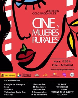 Cartel del Ciclo nacional Cine y Mujeres Rurales.