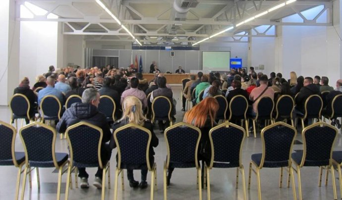 Archivo - Sala habilitada en la Feria de Valladolid para el primer 'macrojuicio' celebrado en 2018. Foto archivo.