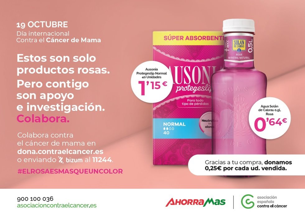 Ahorramas colabora por décimo año consecutivo con la Asociación Española Contra El Cáncer en la campaña El Rosa Es Más Que Un Color