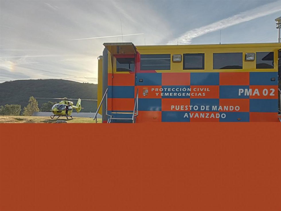 Imagen del puesto avanzado desplegado en la búsqueda del varón desaparecido en Villafranca Montes de Oca (Burgos)