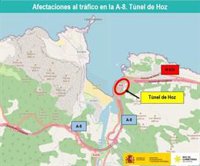 Las obras del túnel de Hoz afectarán al tráfico de la A-8 desde el próximo lunes